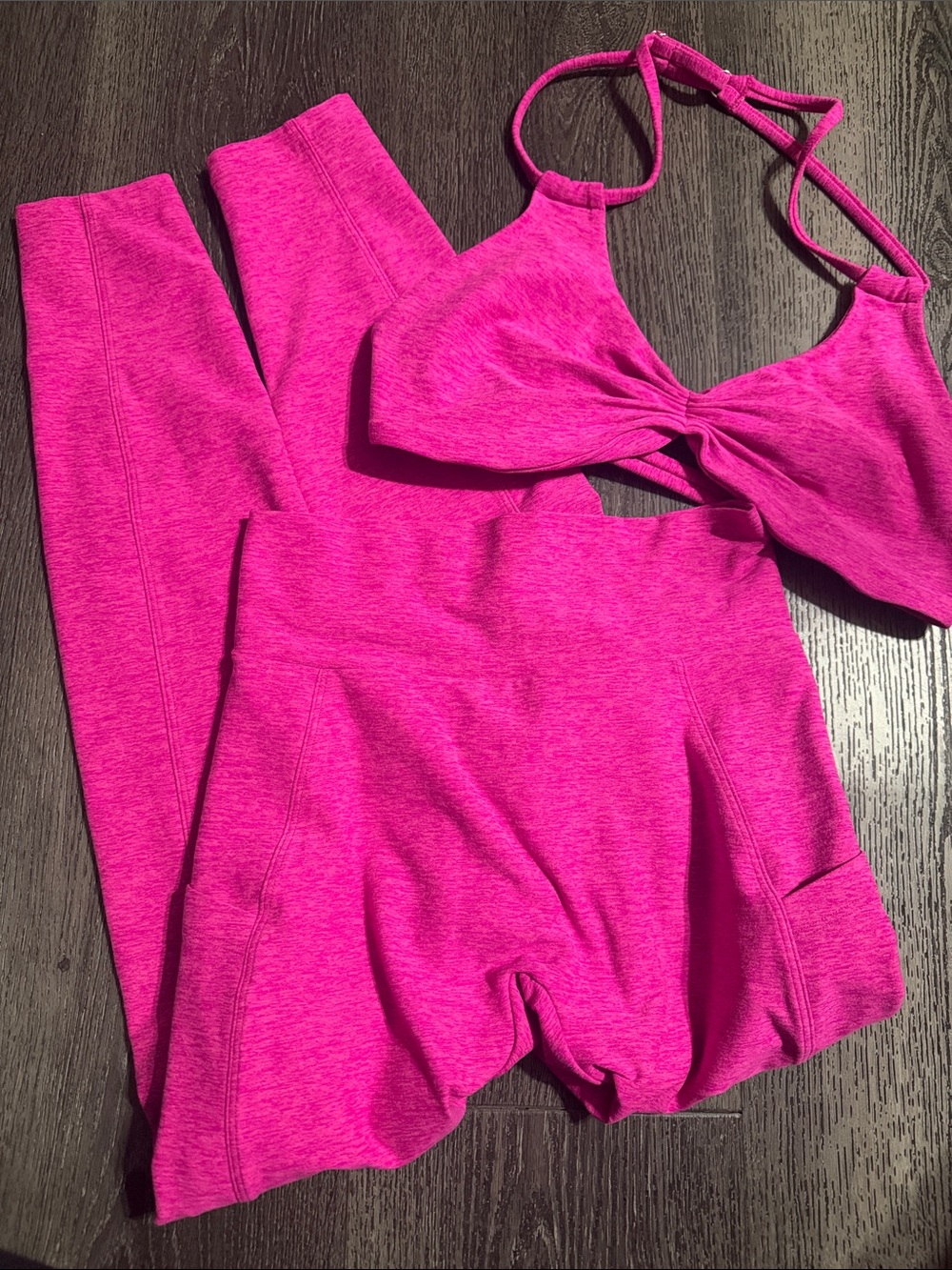 Bombshell Sportswear ultra Pink Halter Bralette and Leggings set